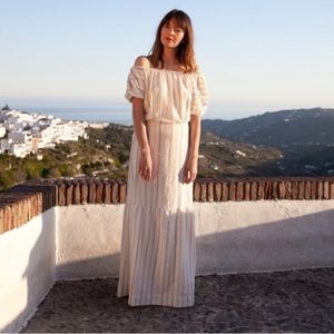 Ace & Jig Quince Ambrosia Embroidered on or off shoulder maxi dress White